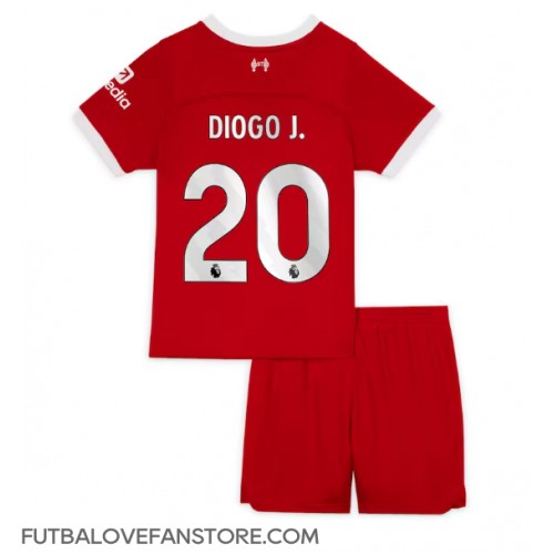 Liverpool Diogo Jota #20 Domáci Detský futbalový dres 2023-24 Krátky Rukáv (+ trenírky)